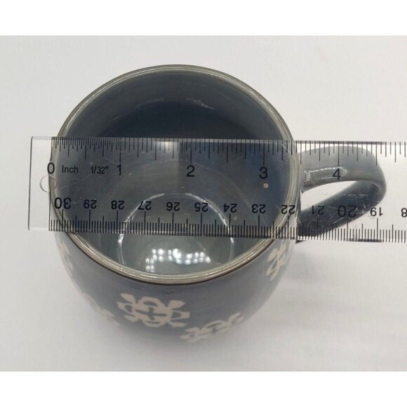 Set Of 2 Oversized 20oz Baum Brothers Phara Gray Stoneware Boho Pot Belly Mugs - Picture 8 of 9